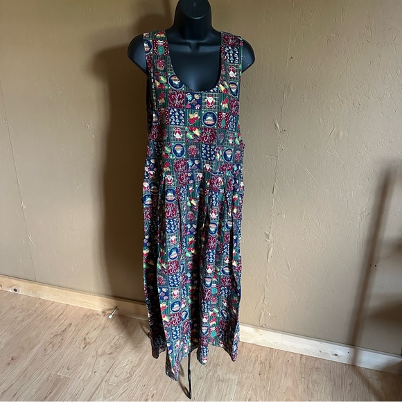 Bryn Connelly Christmas Vintage Sleeveless Teacher Winter Overall Dress sz 12 - Picture 1 of 13